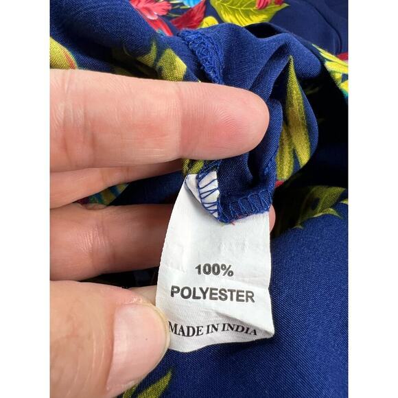 Alvish Hawaiian NAVY Shirt Parrot Floral Beach Aloha Party Short Sleeve Large - Picture 6 of 8